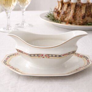 Vintage Johnson Brothers England Gravy Boat with Attached Underplate